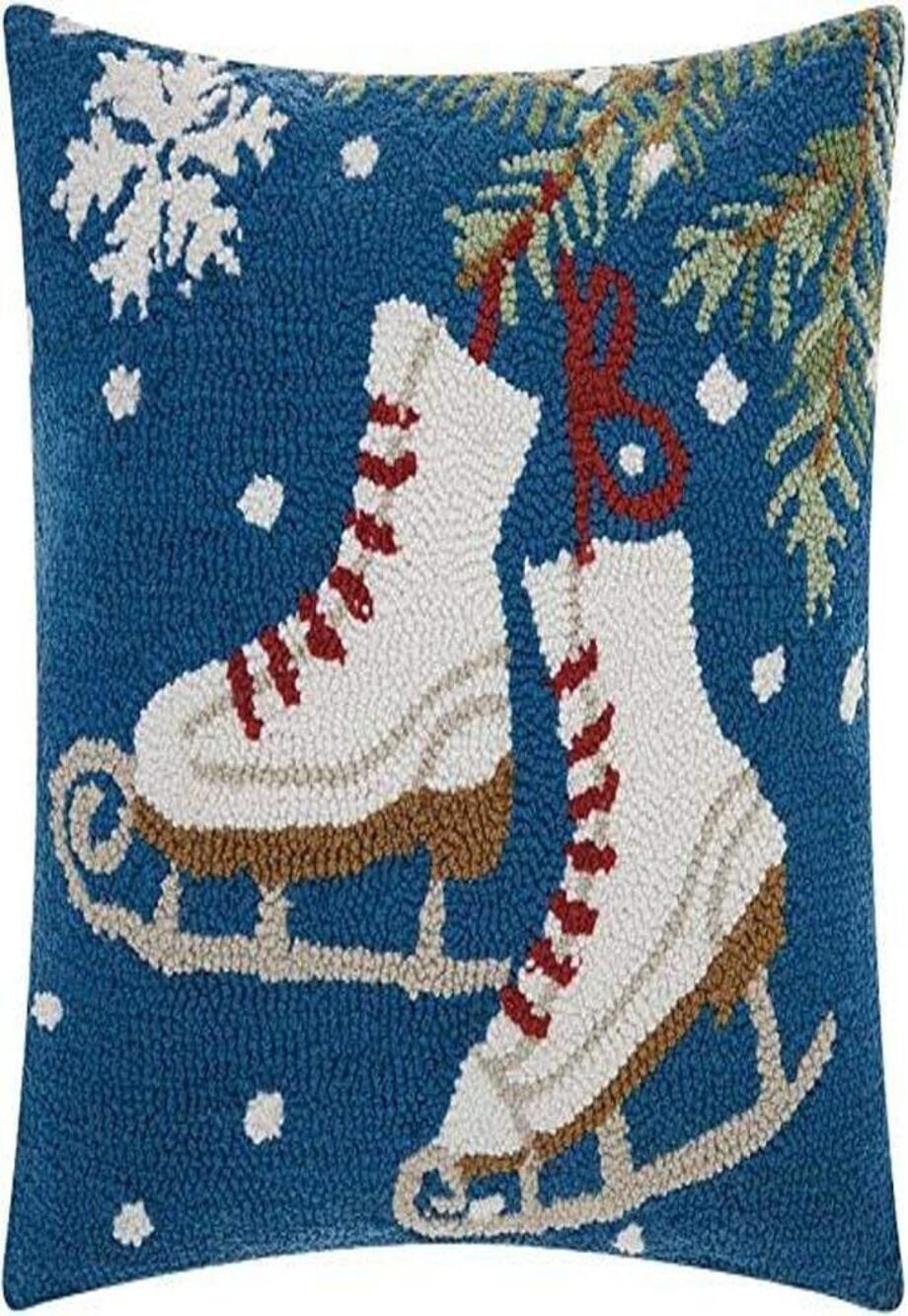 6063 Home For The Holiday Ice Skates Multicolor 18" x 18" Throw Pillow